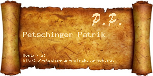 Petschinger Patrik névjegykártya